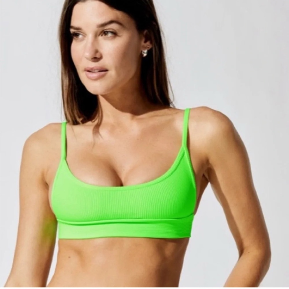 NEW! Frankie’s Bikinis Gavin neon ribbed bikini top